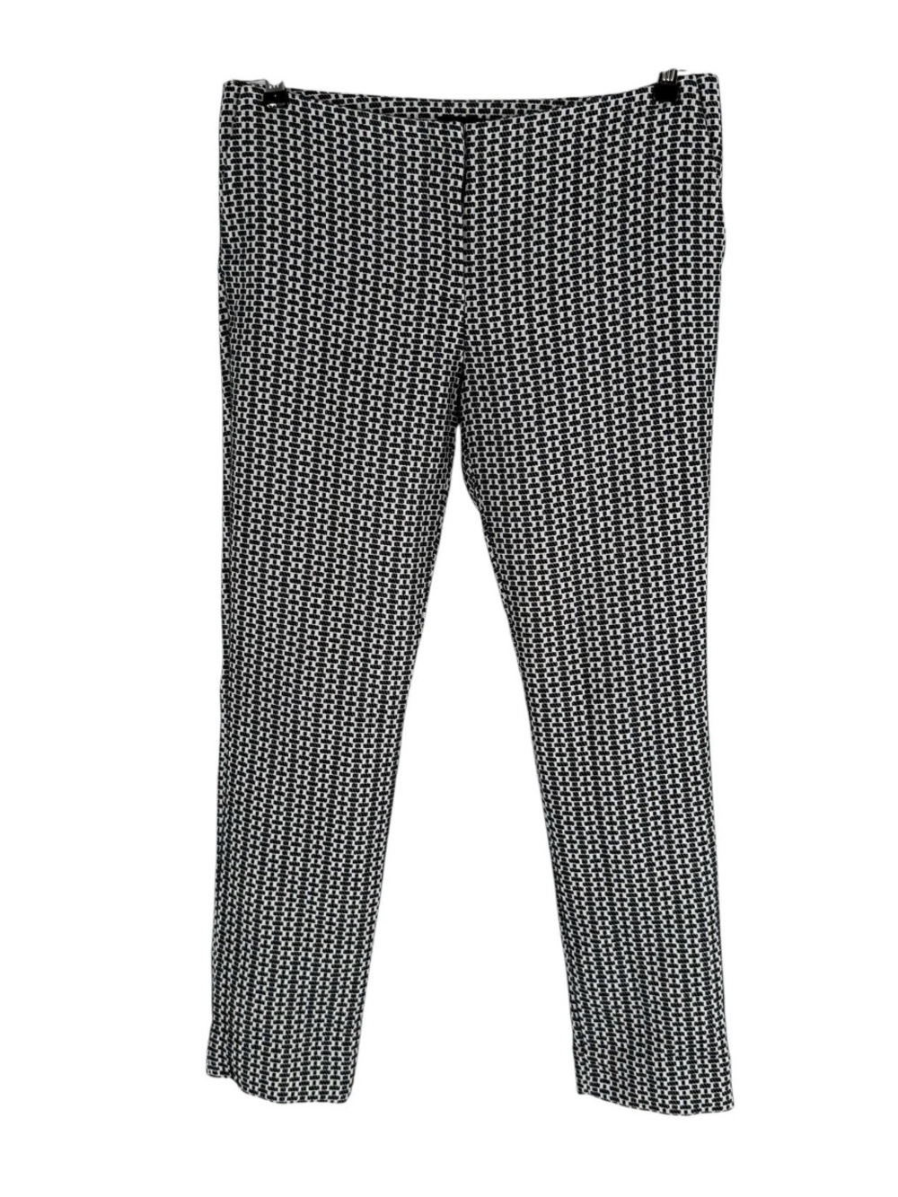 COS Ankle Pants Womens Size 6 Black Ivory Textured Geometric Pattern Pockets